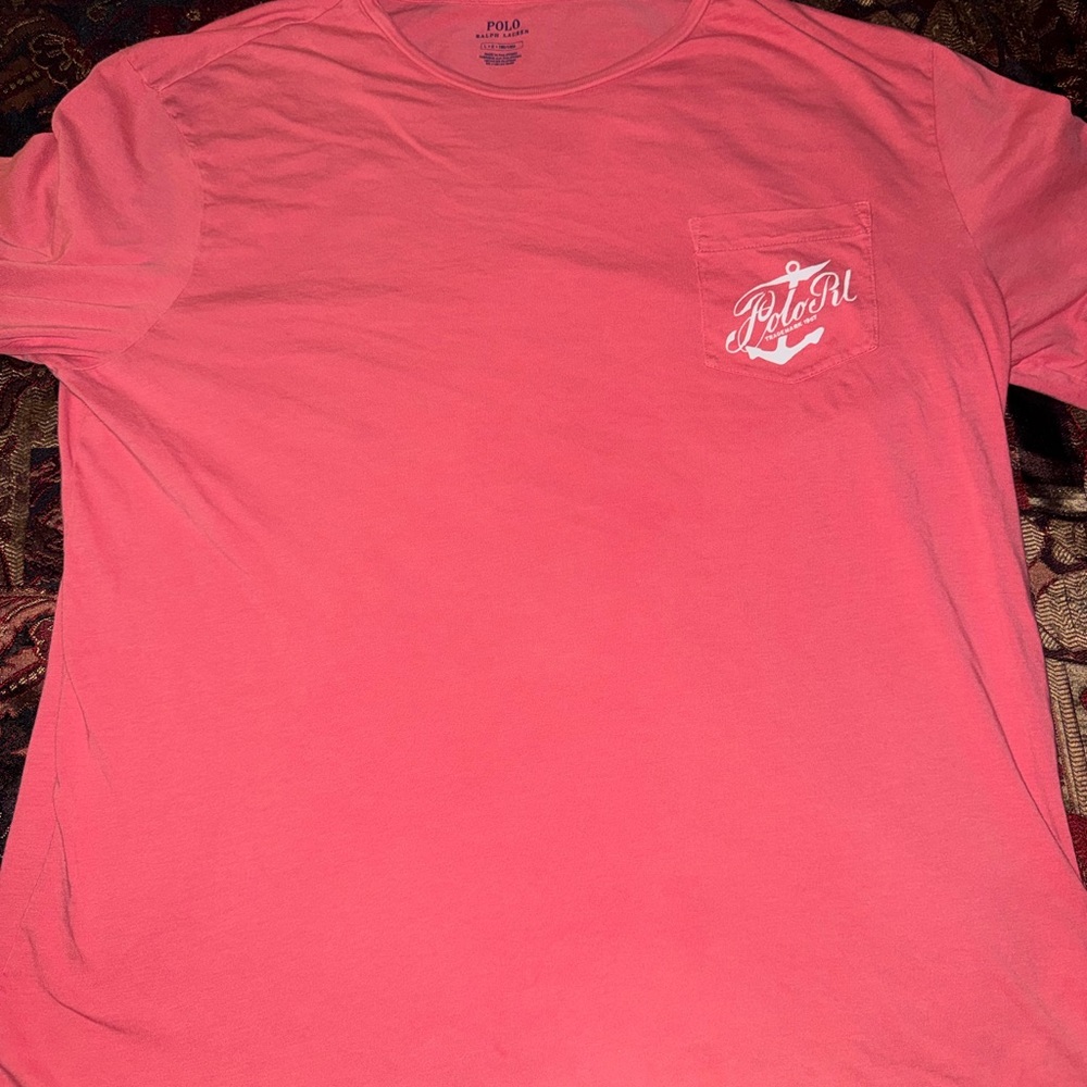 Polo Ralph Lauren RLP 67 5th Naval Batallion Coral Paint Splatter Graphic LS Tee